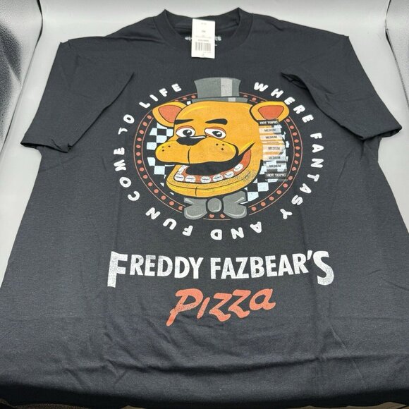Five Nights At Freddy's Freddy Fazbear's Pizzeria Logo T-Shirt MEDIUM New - Picture 1 of 6